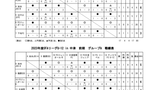 OFAリーグ　23.05.28　戦績表のサムネイル